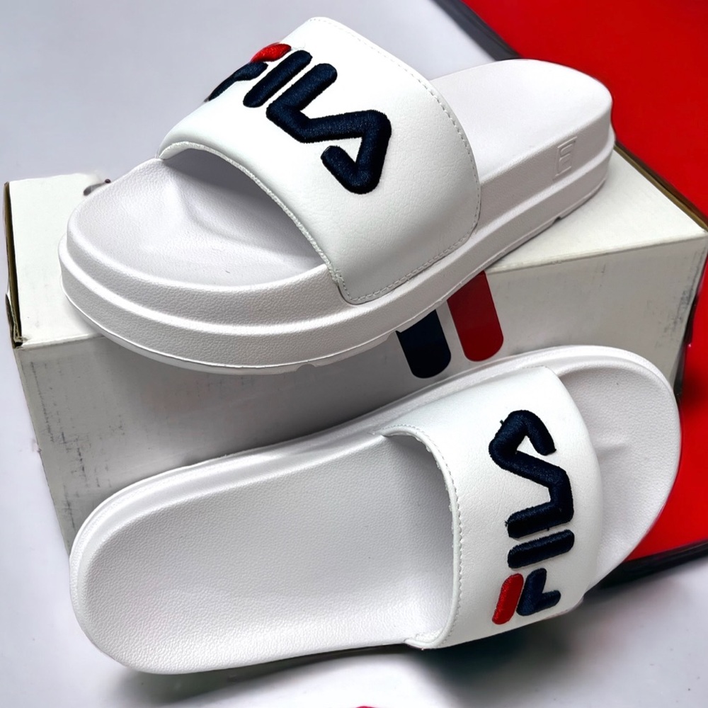 Fila Drifter Bold slides sandals shoes new Women’s shower pool beach white